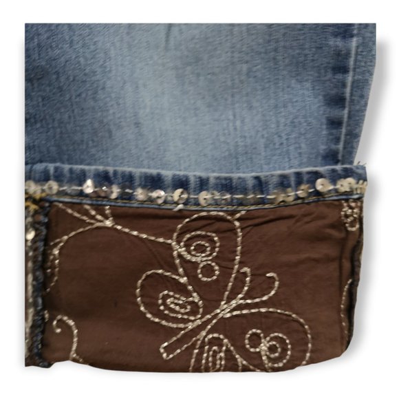 Angels Stretchy Women Sequins Fold Hem Jeans 14 - Picture 4 of 10